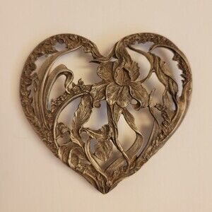 1989 RAWCLIFFE PEWTERLILLIE HEART SHAPEPOTPOURRI LID PC 2912